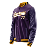 Custom Purple White Solid Color Varsity Letterman Jacket