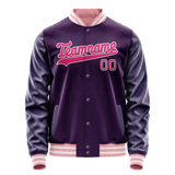 Custom Purple Pink Solid Color Varsity Letterman Jacket