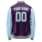Custom Purple Light-Blue Solid Color Varsity Letterman Jacket