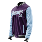 Custom Purple Light-Blue Solid Color Varsity Letterman Jacket