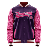 Custom Purple Pink Solid Color Varsity Letterman Jacket
