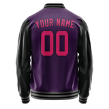 Custom Purple Pink Solid Color Varsity Letterman Jacket