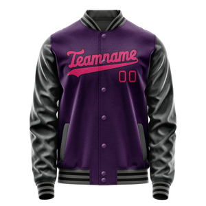 Custom Purple Pink Solid Color Varsity Letterman Jacket