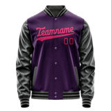 Custom Purple Pink Solid Color Varsity Letterman Jacket