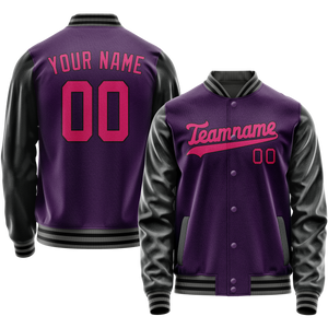 Custom Purple Pink Solid Color Varsity Letterman Jacket