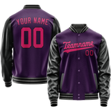Custom Purple Pink Solid Color Varsity Letterman Jacket