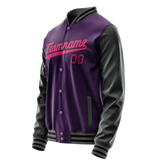 Custom Purple Pink Solid Color Varsity Letterman Jacket