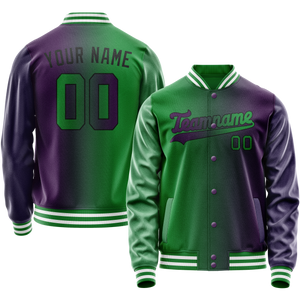 Custom Purple Kelly-Green Gradient Varsity Letterman Jacket
