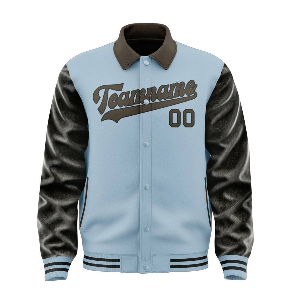Custom Light Blue Brown Jacket