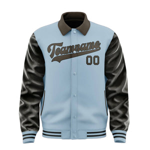 Custom Light Blue Brown Jacket
