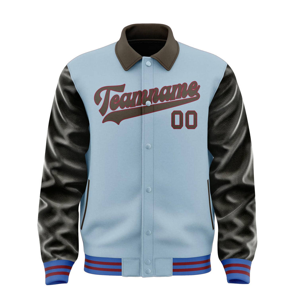 Custom Light Blue Brown Jacket