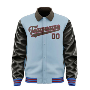 Custom Light Blue Brown Jacket