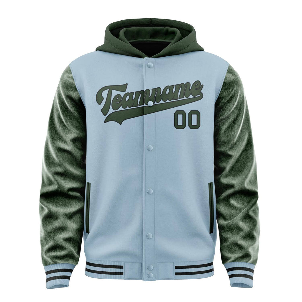 Custom Light Blue Dark Green Jacket