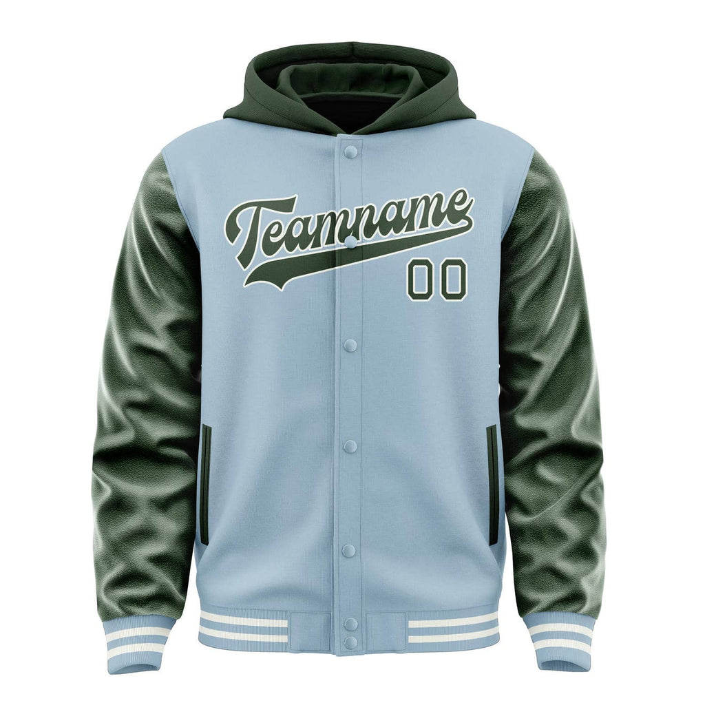 Custom Light Blue Dark Green Jacket