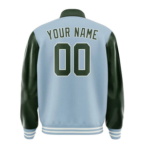 Custom Light Blue Dark Green Jacket