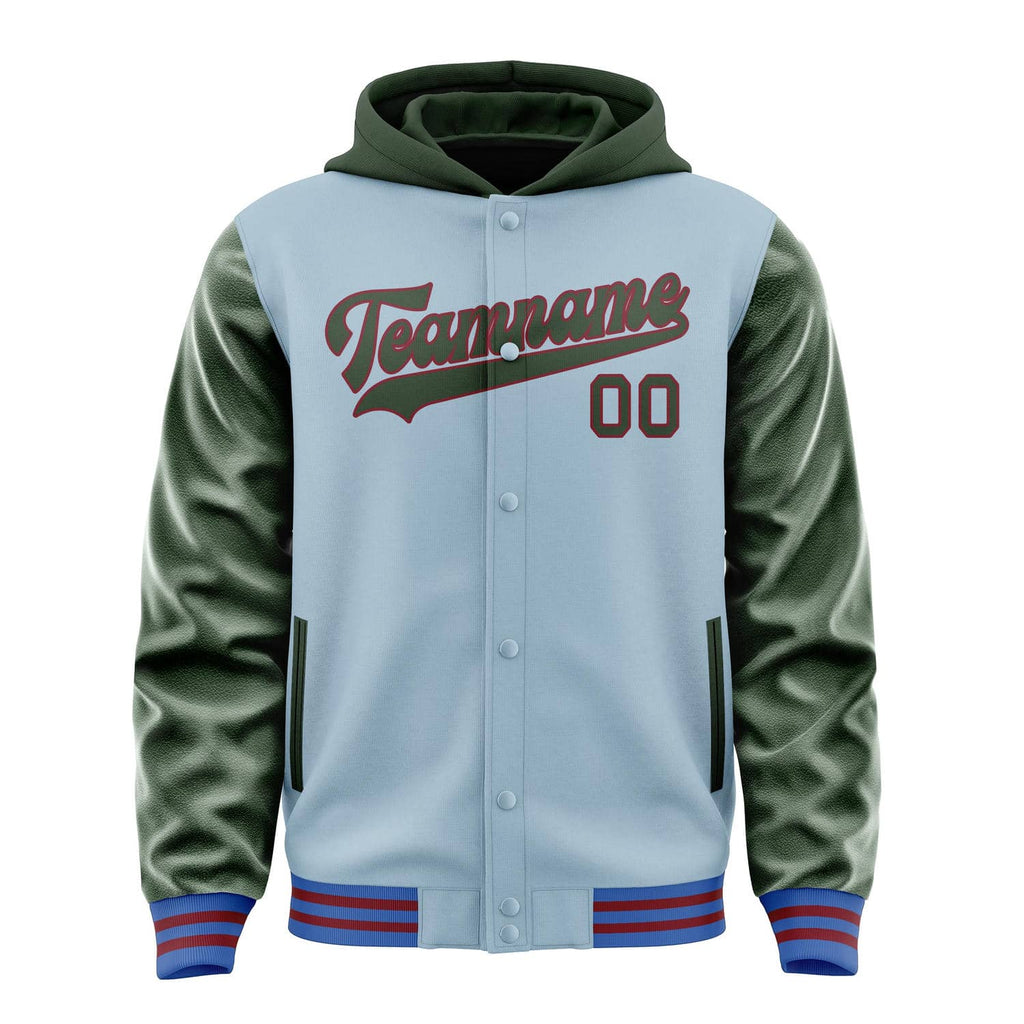 Custom Light Blue Dark Green Jacket