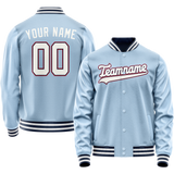 Custom Light-Blue White Solid Color Varsity Letterman Jacket