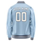 Custom Light-Blue White Solid Color Varsity Letterman Jacket