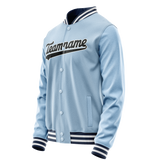 Custom Light-Blue Black Solid Color Varsity Letterman Jacket