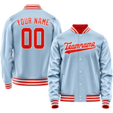 Custom Light-Blue Orange Solid Color Varsity Letterman Jacket