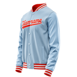 Custom Light-Blue Orange Solid Color Varsity Letterman Jacket