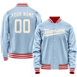 Custom Light-Blue White Solid Color Varsity Letterman Jacket