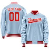 Custom Light-Blue Orange Solid Color Varsity Letterman Jacket
