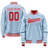Custom Light-Blue Red Solid Color Varsity Letterman Jacket