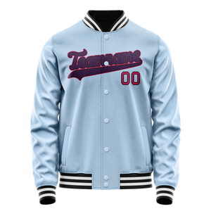 Custom Light-Blue Purple Solid Color Varsity Letterman Jacket