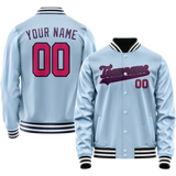 Custom Light-Blue Purple Solid Color Varsity Letterman Jacket