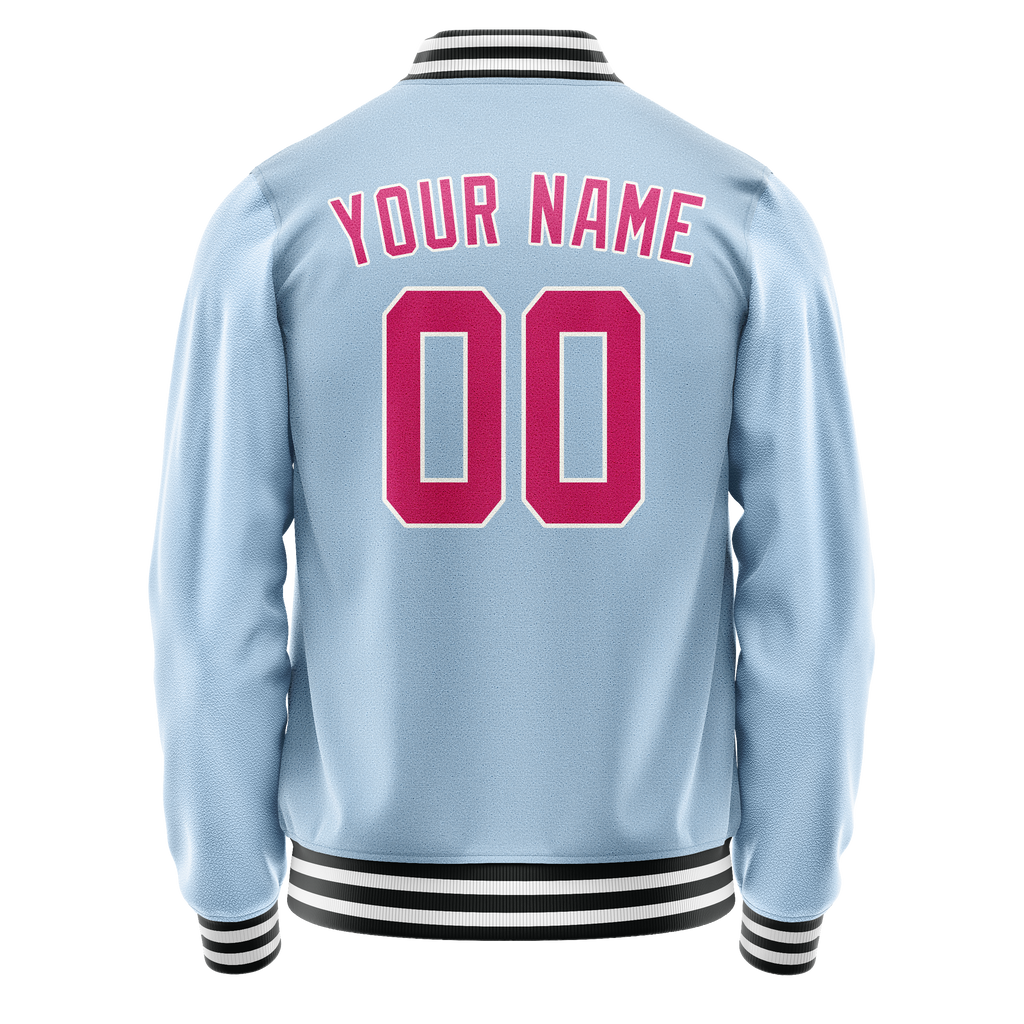 Custom Light-Blue Pink Solid Color Varsity Letterman Jacket