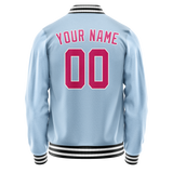 Custom Light-Blue Pink Solid Color Varsity Letterman Jacket