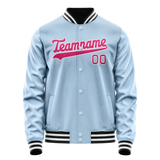 Custom Light-Blue Pink Solid Color Varsity Letterman Jacket