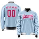 Custom Light-Blue Pink Solid Color Varsity Letterman Jacket