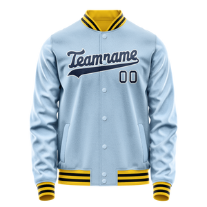 Custom Light-Blue Royal Solid Color Varsity Letterman Jacket