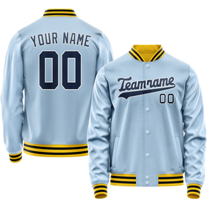 Custom Light-Blue Royal Solid Color Varsity Letterman Jacket
