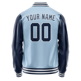 Custom Light-Blue Navy Solid Color Varsity Letterman Jacket