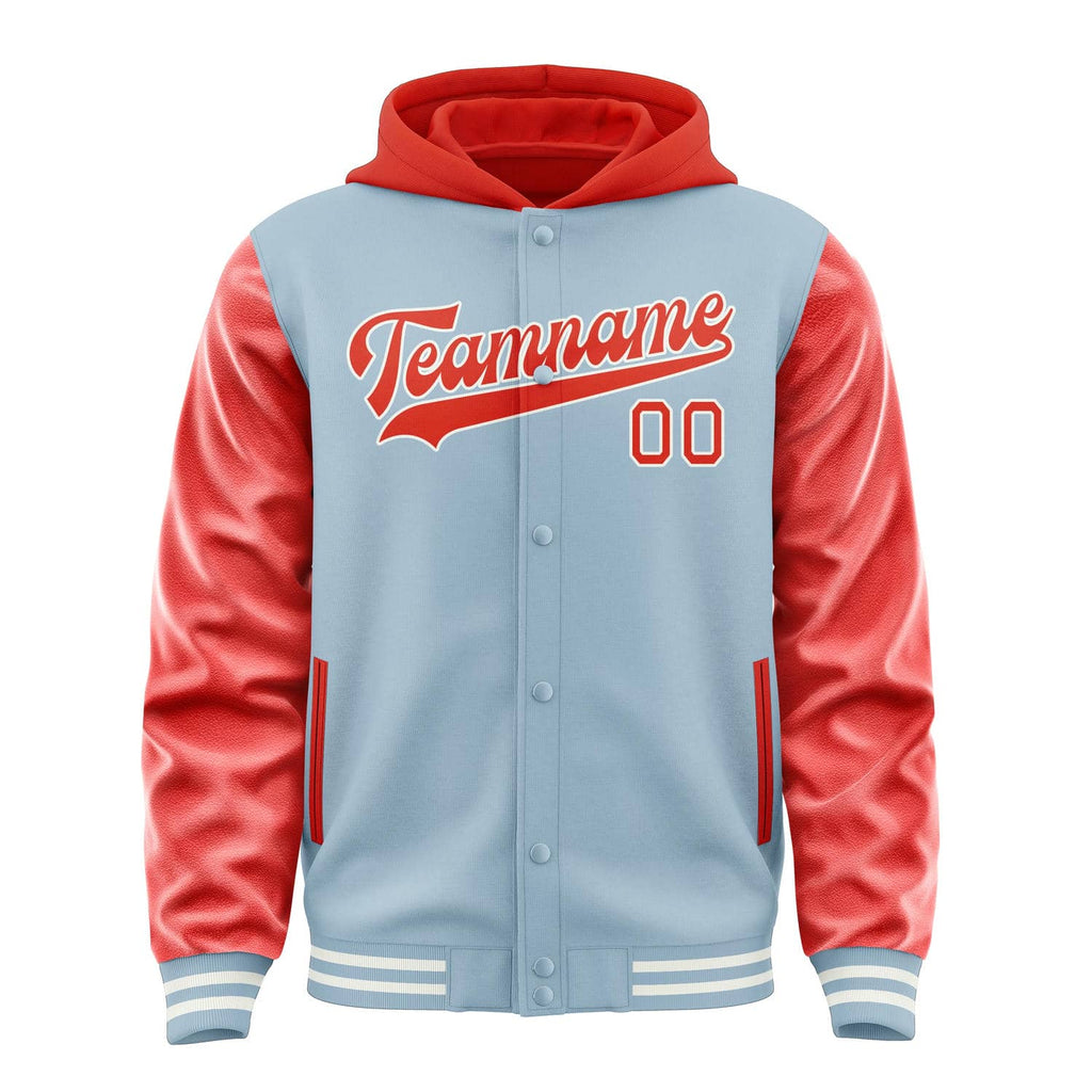 Custom Light Blue Orange Red Jacket