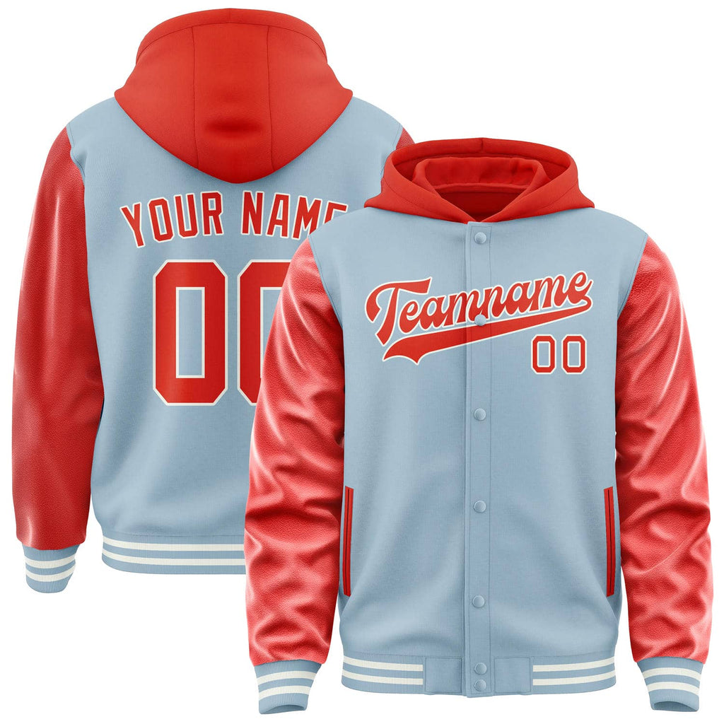 Custom Light Blue Orange Red Jacket