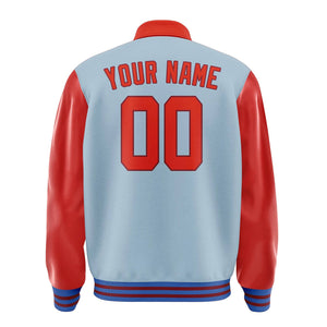 Custom Light Blue Orange Red Jacket