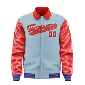 Custom Light Blue Orange Red Jacket