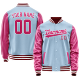 Custom Light-Blue Pink Solid Color Varsity Letterman Jacket