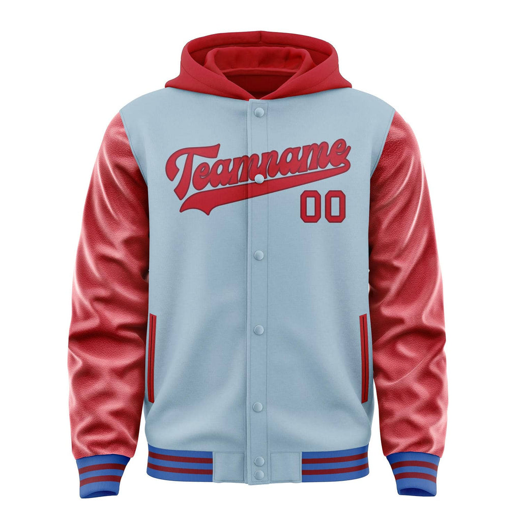 Custom Light Blue Red Jacket