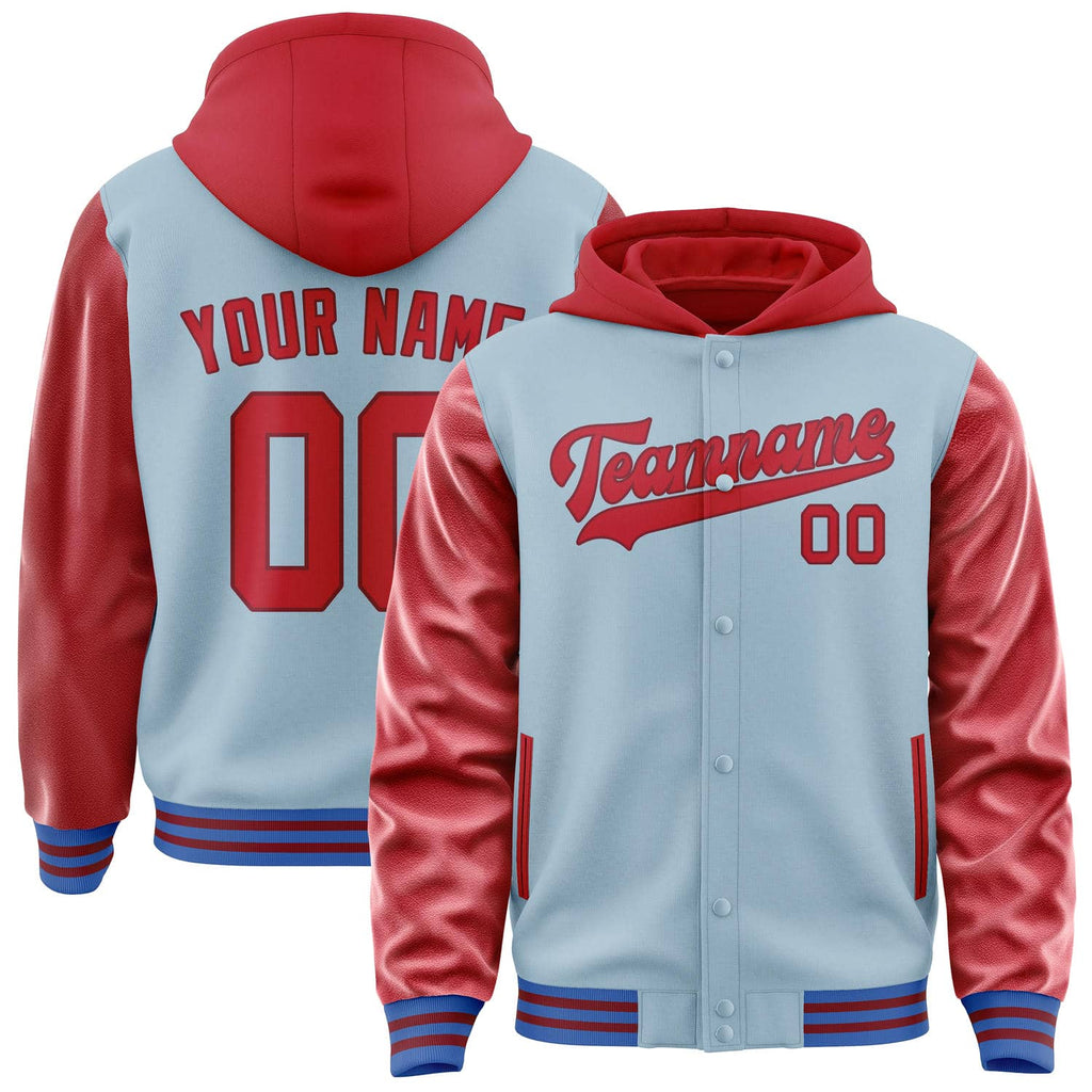 Custom Light Blue Red Jacket