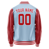 Custom Light-Blue Red Solid Color Varsity Letterman Jacket