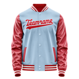 Custom Light-Blue Red Solid Color Varsity Letterman Jacket
