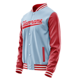 Custom Light-Blue Red Solid Color Varsity Letterman Jacket