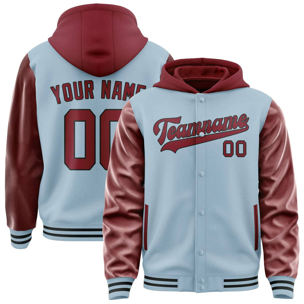 Custom Light Blue Crimson Red Jacket