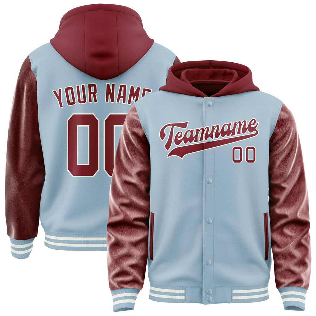 Custom Light Blue Crimson Red Jacket