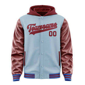 Custom Light Blue Crimson Red Jacket